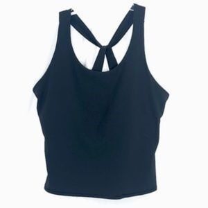 NWT Calme Criss Cross Back Tank Sports Bra Sz L Blue 111325